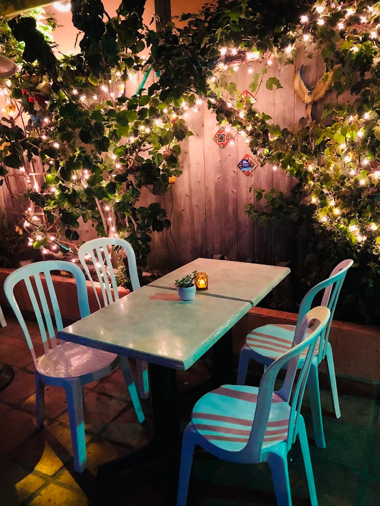 La Playita patio lit for dinner